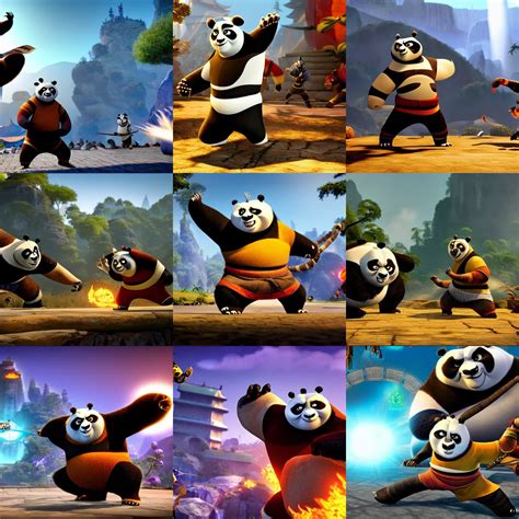 Kung Fu Panda Fighting Against Steel Giant In The Stable Diffusion