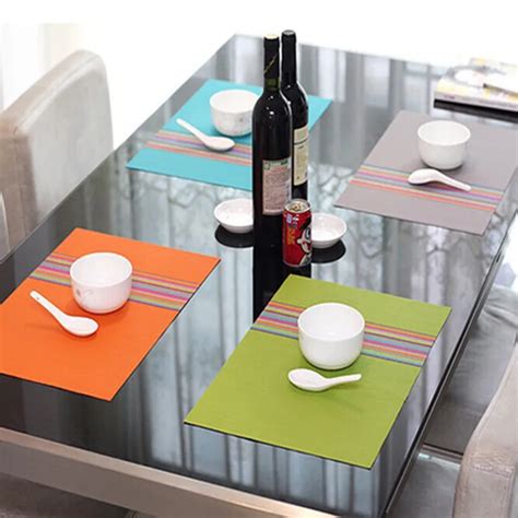 Y137 pvc placemat dining table mats set de table bowl pad napkin dining table tray mat coasters ...