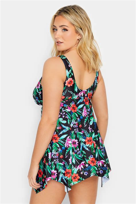 Yours Plus Size Black Floral Print Tankini Top Yours Clothing