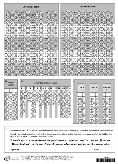 Solution Iig Toeic Answer Sheet Studypool