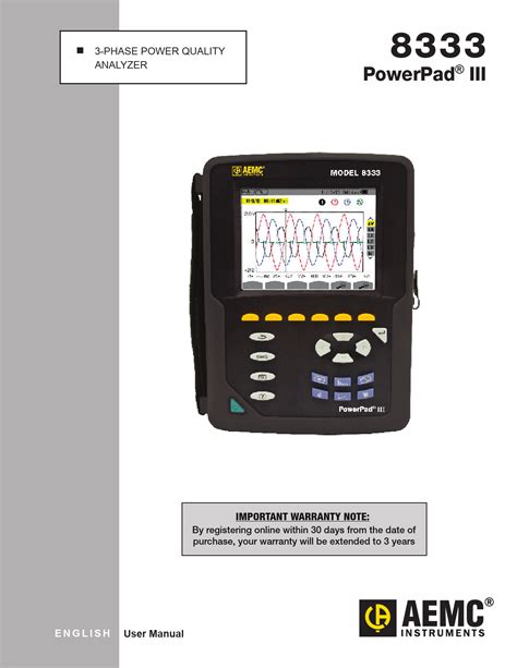 Aemc Instruments Powerpad Iii Phase Power Quality Analyzer User