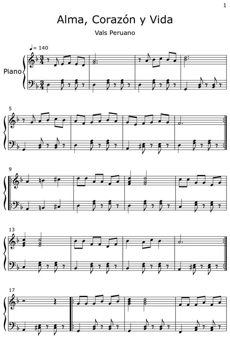 Alma Corazón y Vida Sheet music for Piano