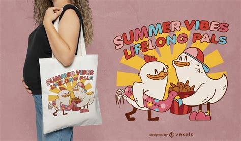 Summer Friendship Tote Bag Design Vector Download