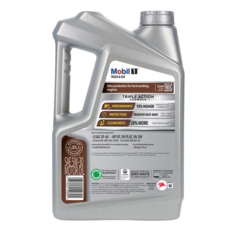 Mobil 1 Full Synthetic Motor Oil 5w 30 For Trucks And Suvs 5 Quart Triple Action Formula