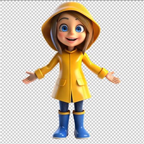 Premium PSD | Cute girl dressed in autumn clothes happy cartoon character