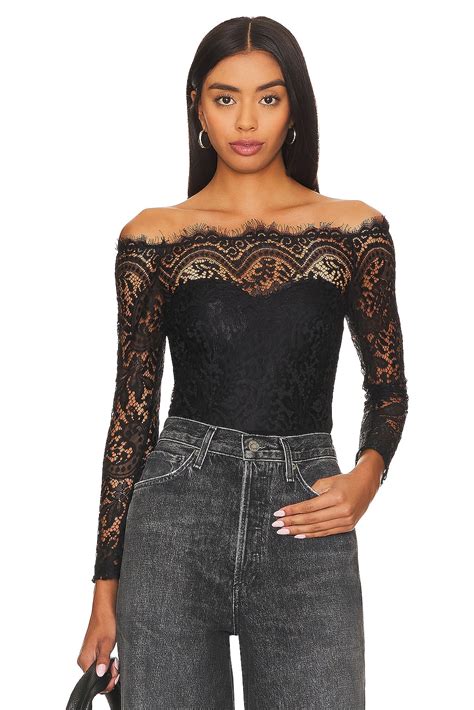 Superdown Rivka Off Shoulder Bodysuit In Black Revolve