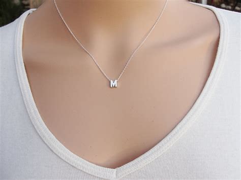 Sterling Silver Initial Necklace Letter Necklace Etsy Sterling