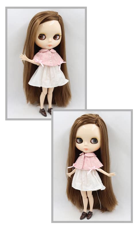 Neo Blythe Doll With Brown Hair White Skin Shiny Cute Face And Custom