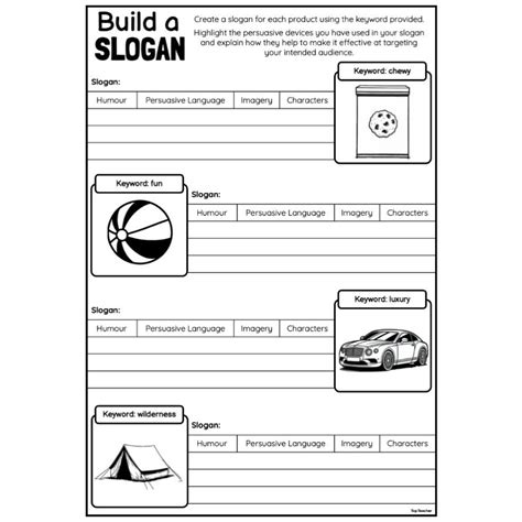 Build A Slogan Advertising Worksheets Top Teacher