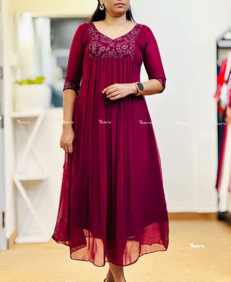 Designer Blooming Georgette Kurti For Women YD10101 Yaami Designs