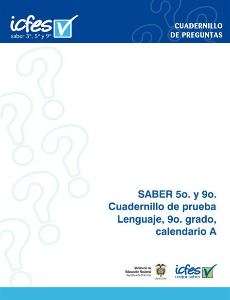 Pdf Saber 5o Y 9o Cuadernillo De Prueba Lenguaje 9o Grado · Cuadernillo De Prueba