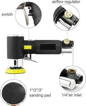 Qaixag Mini Ponceuse Pneumatique Double Action Ponceuse Orbitale Air