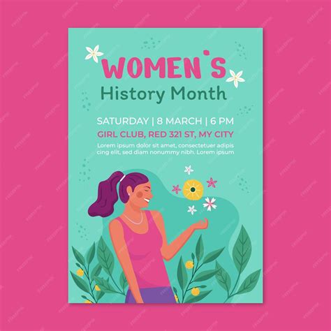 Free Vector Flat Womens History Month Vertical Poster Template