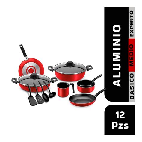 Batería De Cocina Ekco De Aluminio Rojo 12 Piezas Walmart