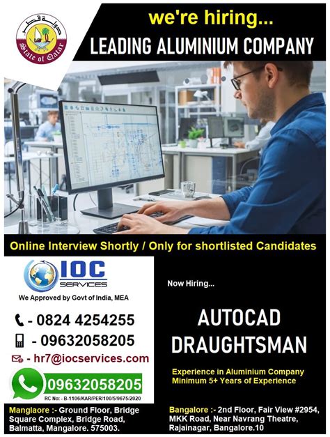 Autocad Draftsman Jobs In Qatar Aluminium Company