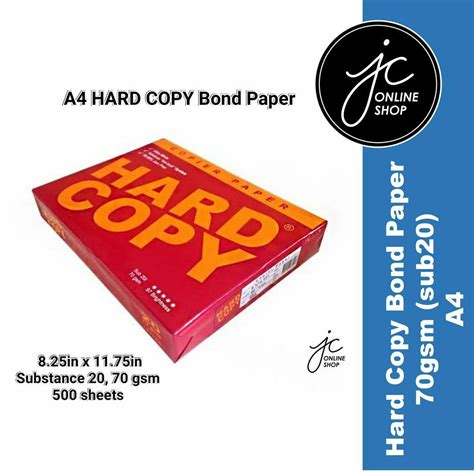 Hard Copy Bond Paper Gsm Substance Pcs Per Ream Short