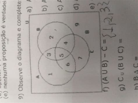 Observe O Diagrama E Responda A A B A U B C A ∩ B ∩ C D A B