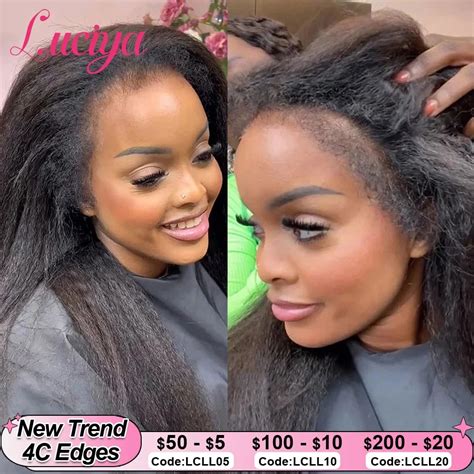 C Kinky Edges Natural Hairline Wig Kinky Straight X X Hd Lace