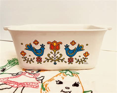 Vintage Corningware Country Festival Loaf Pan Corningware Blue Bird