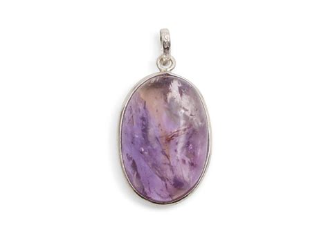 Amethyst Oval Cabochon Sterling Silver Pendant Etsy