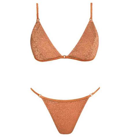 Hanne Bloch Brazilian Glitter Bikini Brasiliansk Fit Bikini I Smuk Rustfarve Med Glimmer Effekt