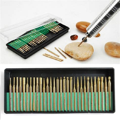 Pcs Mm Titanium Diamond Coated Burrs Bur Bit Set For Dremel Shank