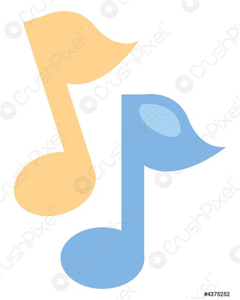 Two music notes, illustration, vector on a white background - stock ...