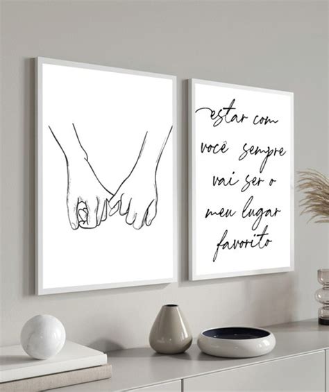 Quadro Decorativo Mãos Dadas Para Quarto De Casal Frases Elo7