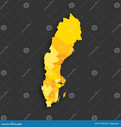 Sweden Political Map Of Administrative Divisions Stock Vector