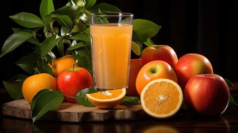 Jugo De Manzana Y Naranja Reci N Mezclado Con Frutas Enteras Foto Gratis