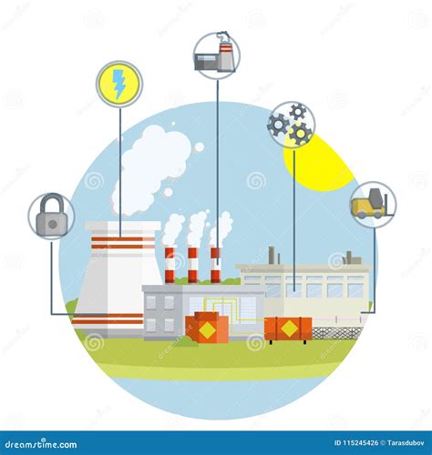 Flache Illustration Der Karikatur Infographics Industriegebiet Vektor