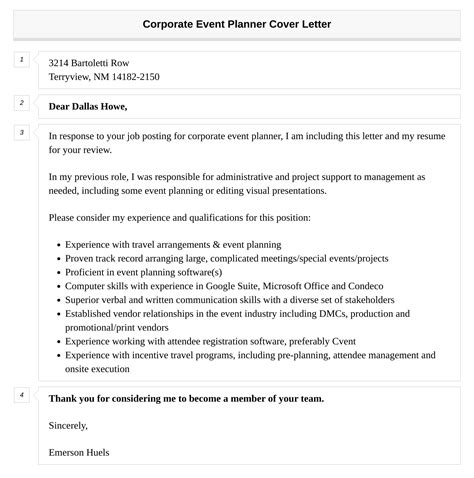 Corporate Event Planner Cover Letter Velvet Jobs