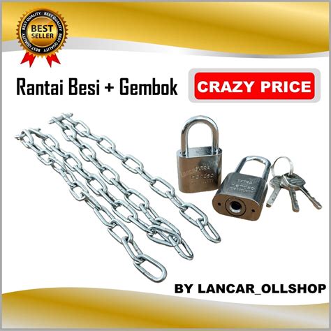 Jual Gembok Rantai Cm Kunci Pengaman Motor Sepeda Pagar Rumah Besi