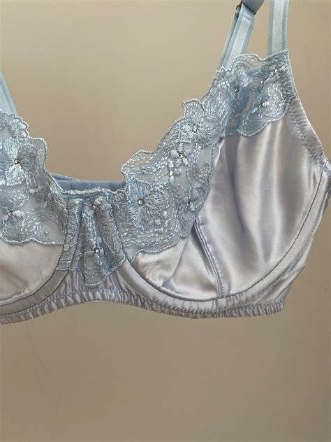 Satin Lingerie Set Sissy Lingerie Sky Blue Bra And Panties Custom