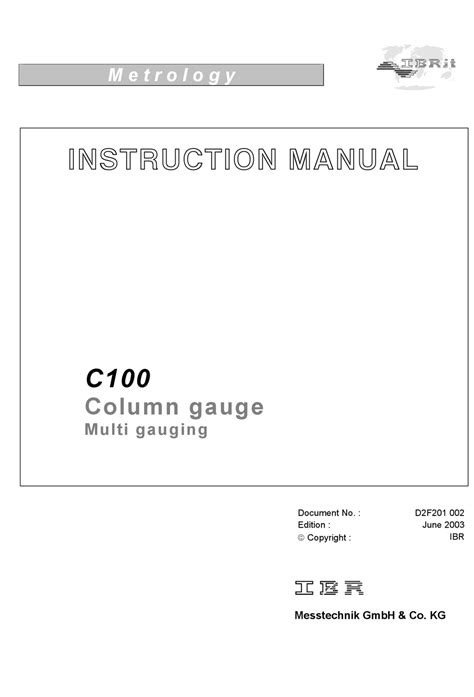 IBR C100 INSTRUCTION MANUAL Pdf Download | ManualsLib