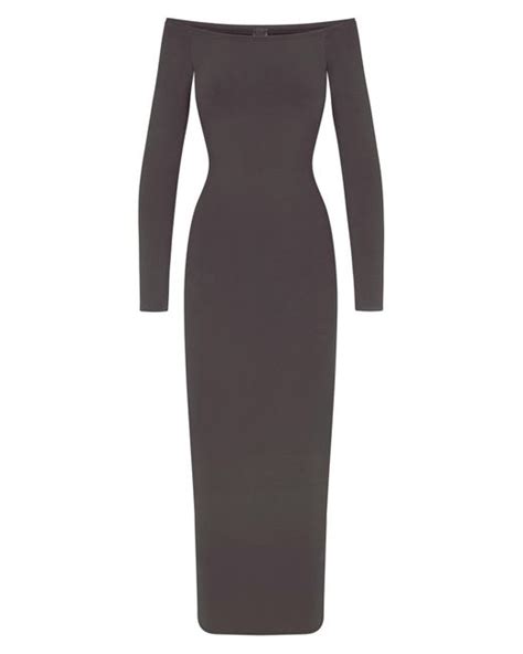 Skims Off The Shoulder Long Sleeve Maxi Dress In Black Lyst