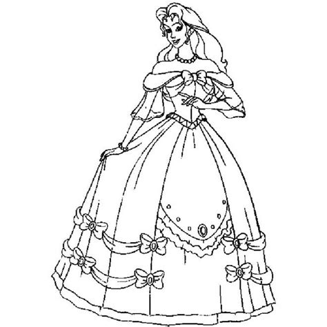 Coloriage La princesse Barbie avec sa belle robe dessin gratuit à imprimer