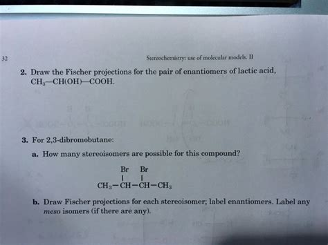 Solved Stereochemistry Of Molecular Models Ii Draw The Fischer