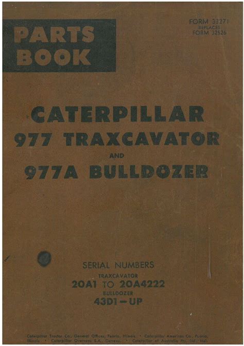 Cat Caterpillar Traxcavator 977 And Bulldozer 977a Parts Manual Original