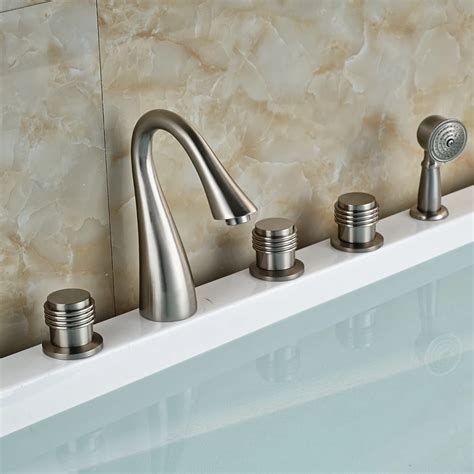 Nickel Brushed Bathroom Tub Faucet Hand Shower Sprayer W/ Telephone Handy Shower-in Shower ...