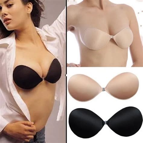 Sexy Women Invisible Strapless Bra Push Up Silicone Bust Front Closure Backless Self Adhesive