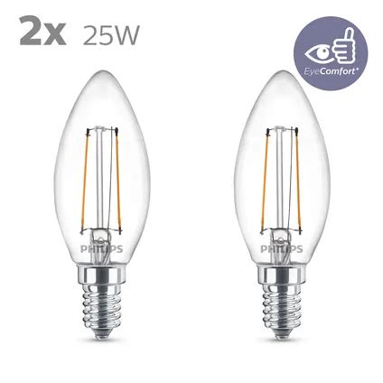 Philips Ledlamp Kaars Warm Wit E14 2W 2 Stuks