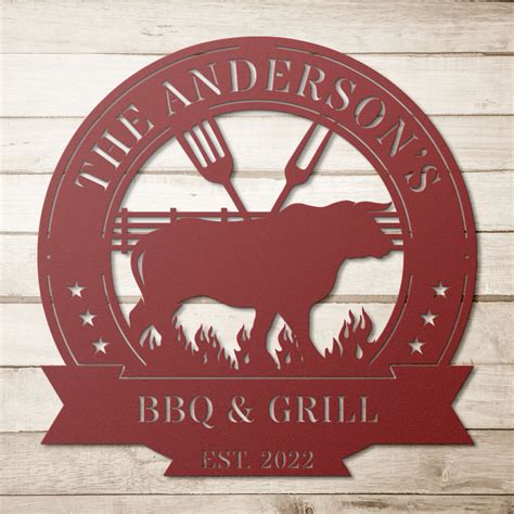 Personalized Metal Bbq Sign Personalized Metal Grilling Sign Custom