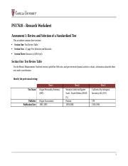 PSY FP7610 LevyShawn Assessment1 Docx PSY7610 Research Worksheet