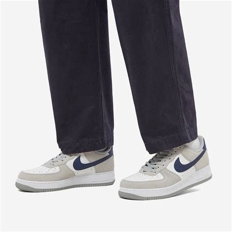 Nike Mens Air Force 1 07 Sneakers In Light Smoke Greymidnight Navy Nike