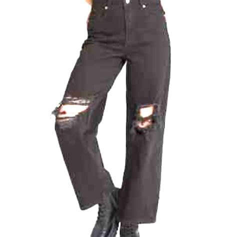 Nwt Wild Fable Black Highest Rise Baggy Distressed Jean Black