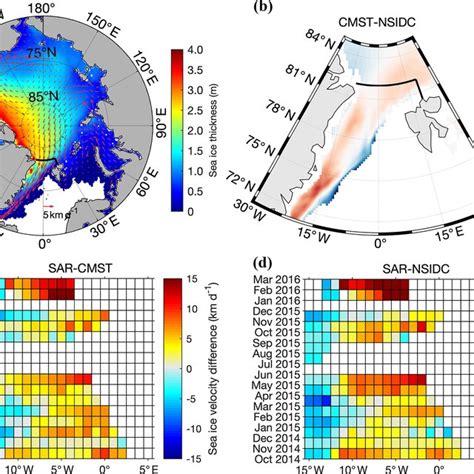 Seasonal Variation In Arctic Sea Ice Thickness The Thick Black Line Download Scientific