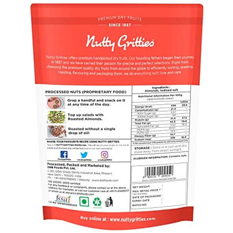 Nutty Gritties California Roasted Almonds G Pack Of Lightly