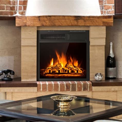 18 Electric Fireplace Insert Freestanding Recessed Heater Log Flame