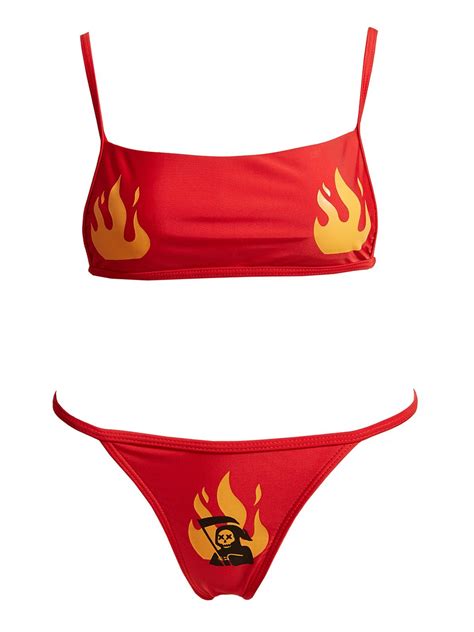 Emmiol Free Shipping Flame Print Bikini Set Red S In Bikini Sets Online Store EMMIOL